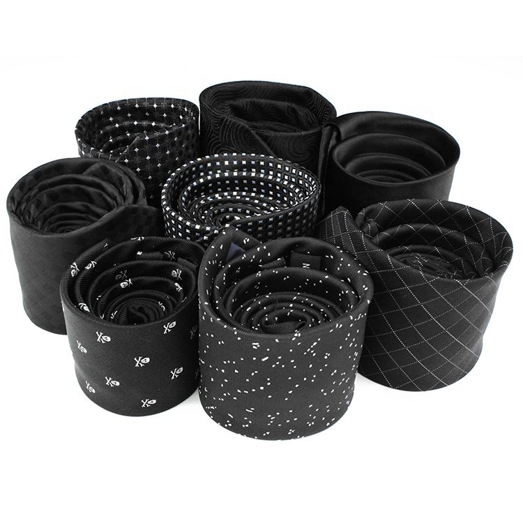 China Manufacturer High Quality Wholesale Custom Logo Black Silk Tie