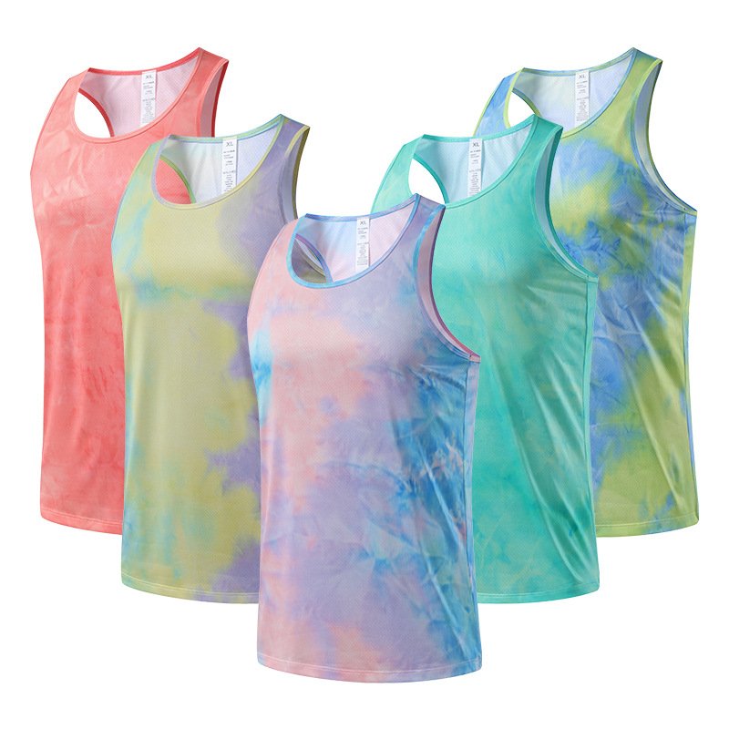 Tie-Dye Versatile Training Bodybuilding Quickly Dry Fitness Vest Sleeveless Vest Workout gym Vest for men