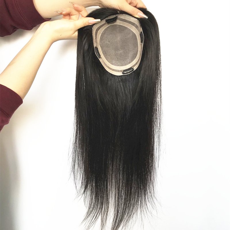 Hair Bangs Women Toupee Hairtopper Brazilian Hair Full Lace Wig 100% Virgin Clip in Crown Toppers with Air Short Straight