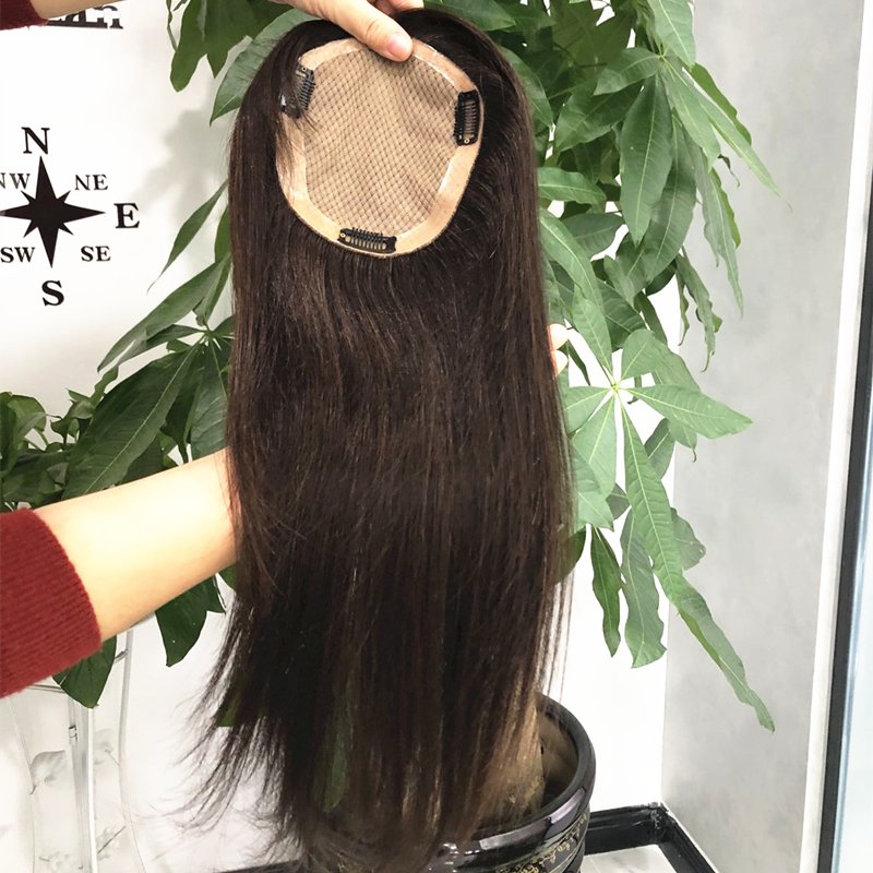 Hair Bangs Women Toupee Hairtopper Brazilian Hair Full Lace Wig 100% Virgin Clip in Crown Toppers with Air Short Straight