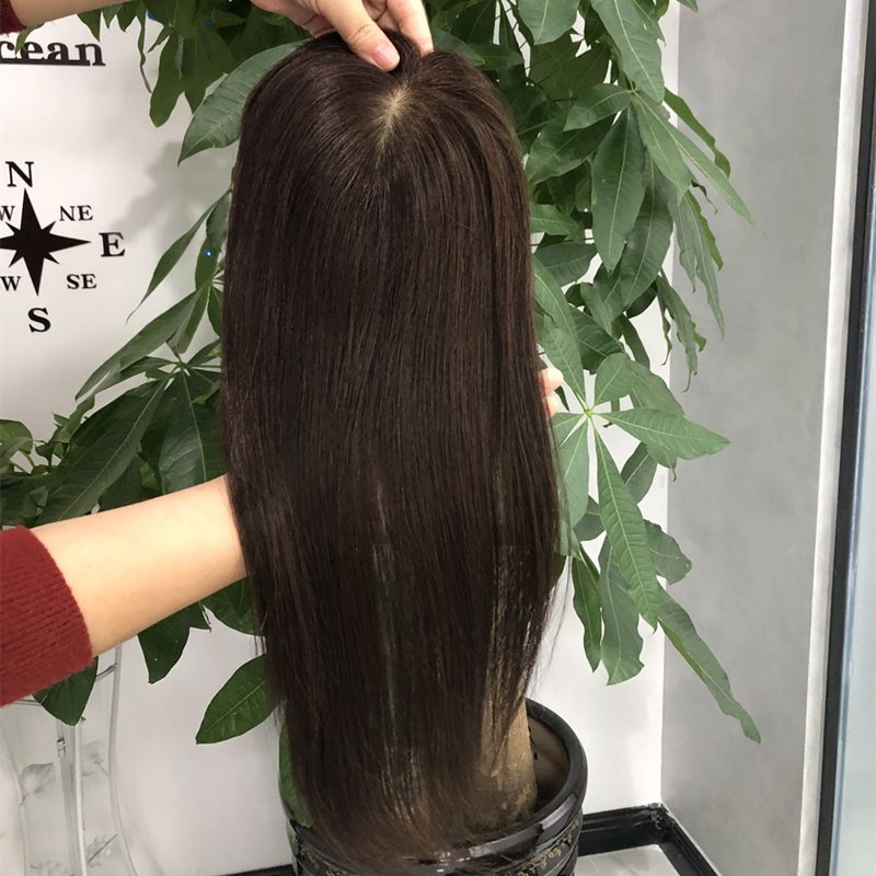 Hair Bangs Women Toupee Hairtopper Brazilian Hair Full Lace Wig 100% Virgin Clip in Crown Toppers with Air Short Straight