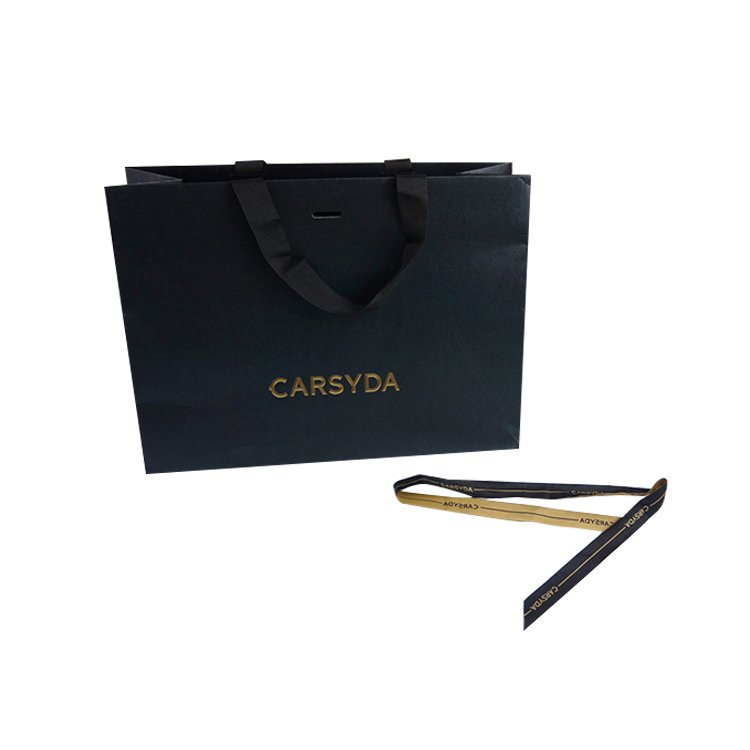 Cheap Price Glossy Black Paper Shopping Bags Factory Custom Paper Bag With Handle