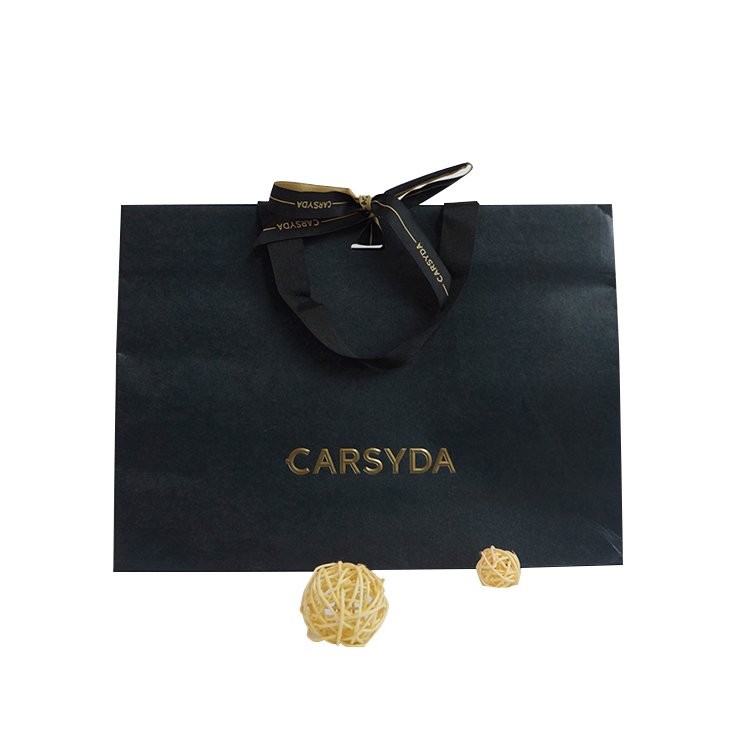 Cheap Price Glossy Black Paper Shopping Bags Factory Custom Paper Bag With Handle