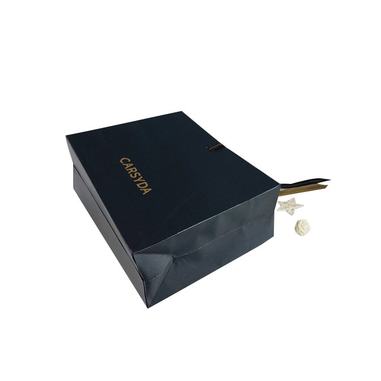 Cheap Price Glossy Black Paper Shopping Bags Factory Custom Paper Bag With Handle