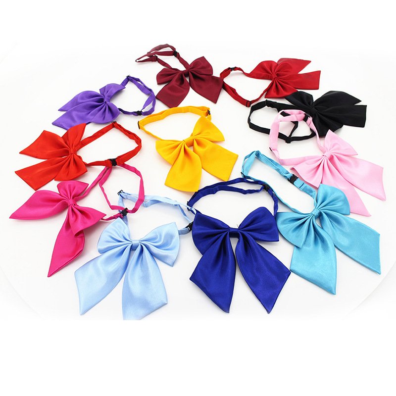 Women's Striped Satin Tie Red Butterfly Black Knot Design Fashionable Hotel Clerk Waitress Neck Wear Black Red Ribbon Ties