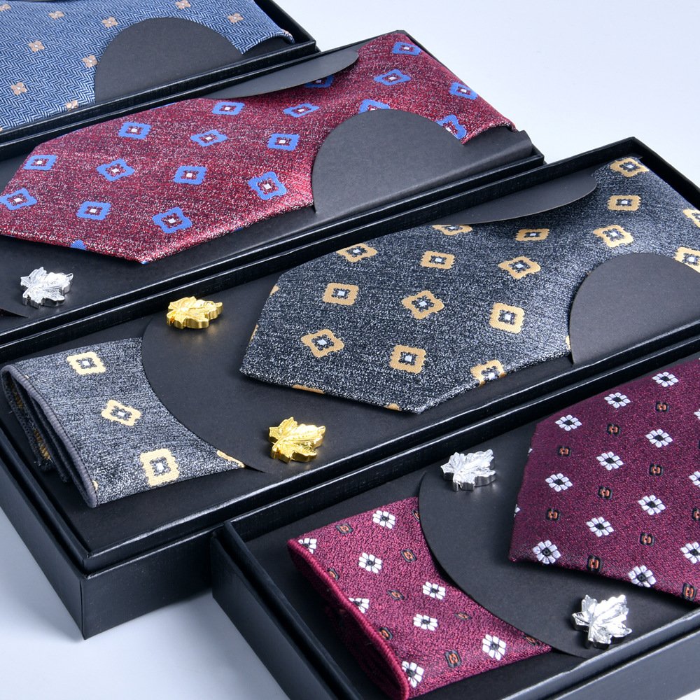Mr Tailor Smith Jacquard Polyester Silk Mens Tie Hanky Cufflinks Set Necktie For Male Wedding Party