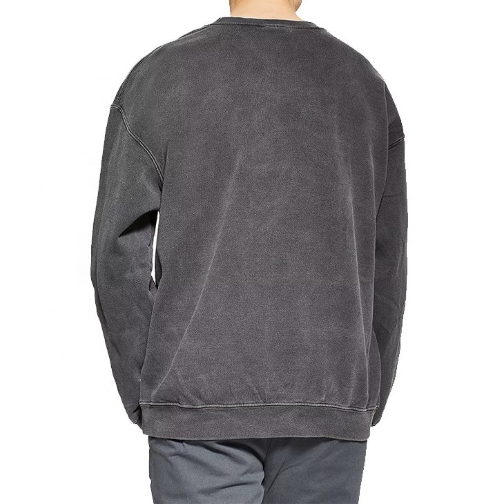 Unisex Custom Vintage Hoodie 100% Cotton French Terry Solid Pattern Acid Wash Anti-Shrink Crewneck Sweatshirt