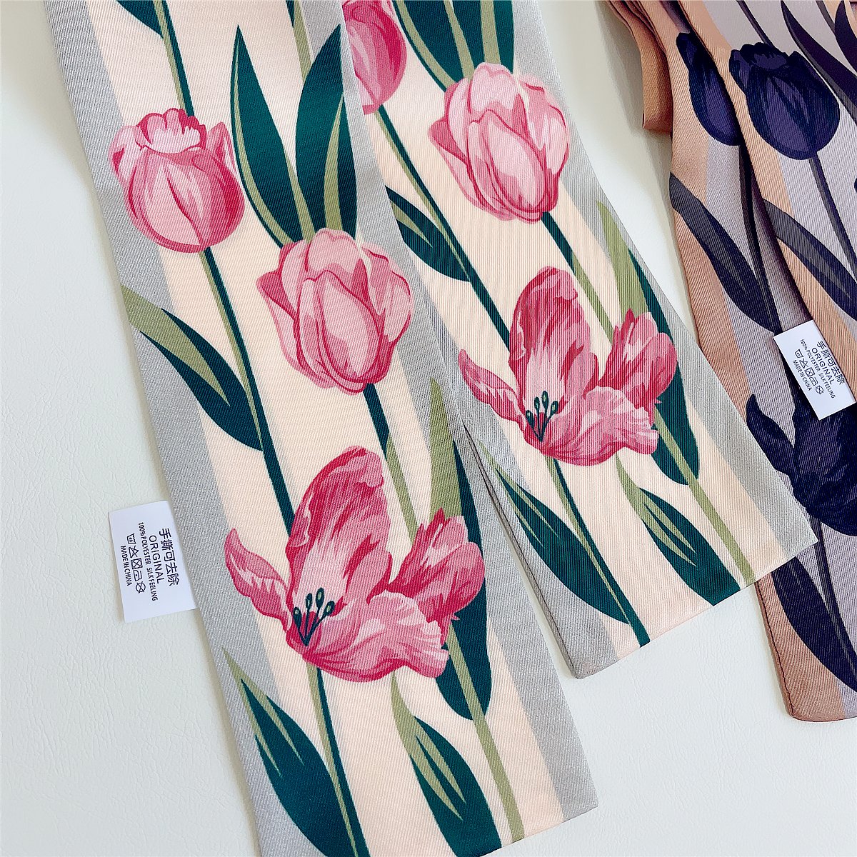 Summer Small Silk Scarf Simulation Silk Long Silk Scarf Female Decoration Scarf Hair Band Tied Bag Ribbon