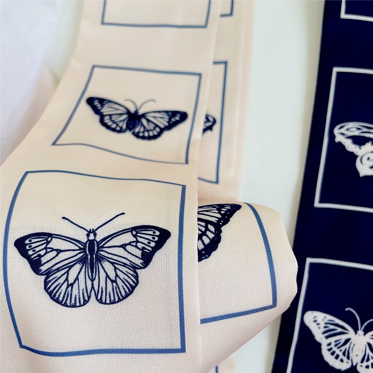 Summer Small Silk Scarf Simulation Silk Long Silk Scarf Female Decoration Scarf Hair Band Tied Bag Ribbon