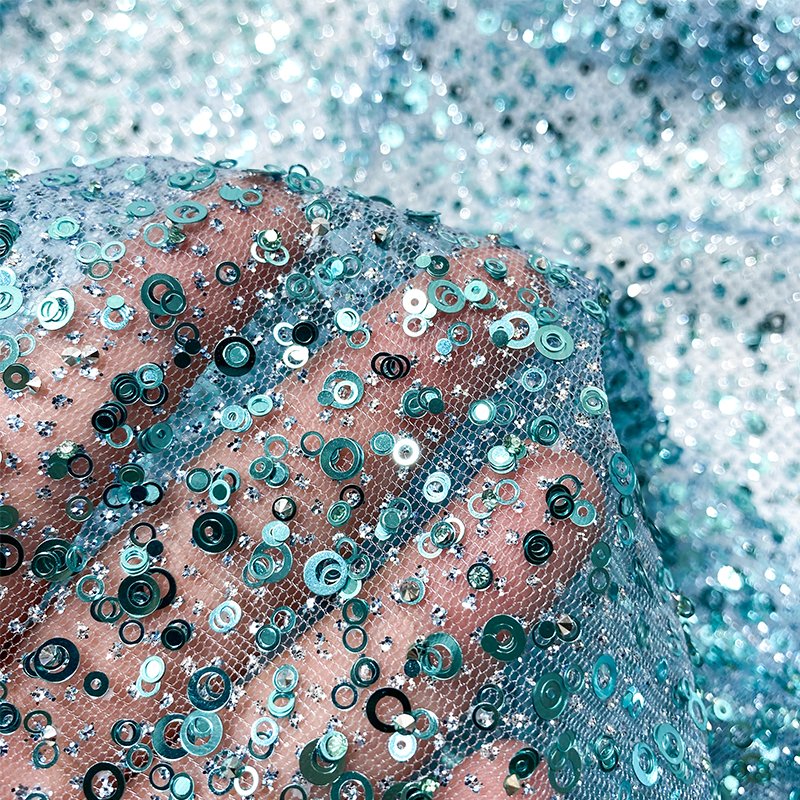 China Color Sparkle Glitter Net Fabric Glued Glitter Lace Shimmer Shiny Wedding Tulle Sequins Lace Fabric For Bridal Party Dress