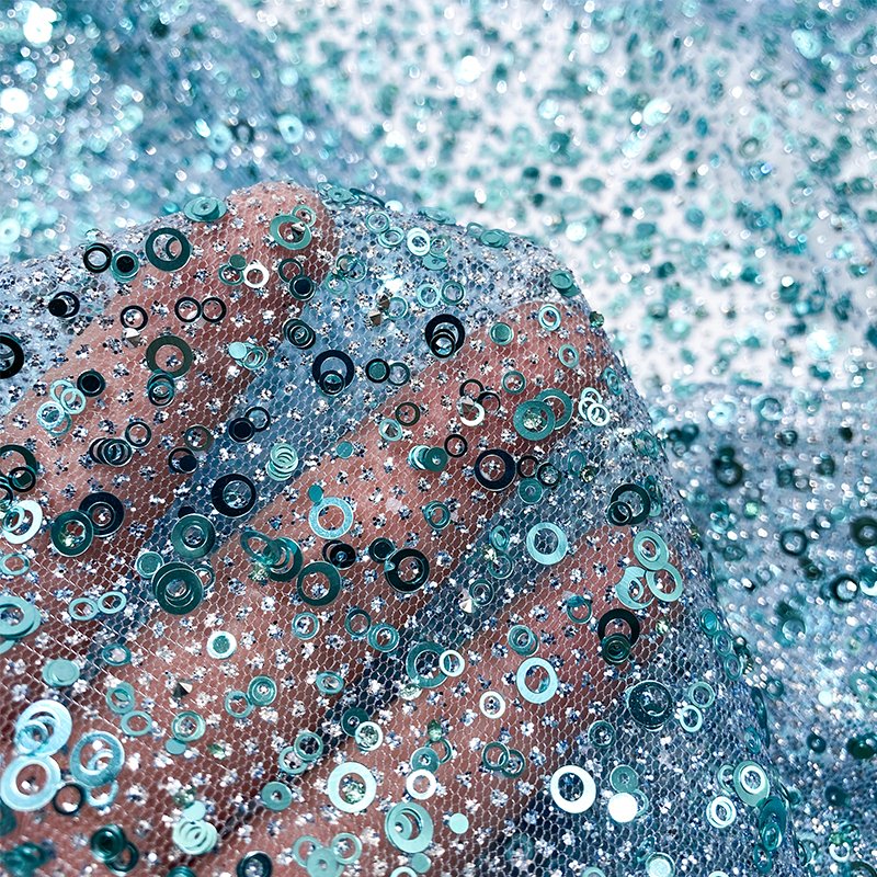 China Color Sparkle Glitter Net Fabric Glued Glitter Lace Shimmer Shiny Wedding Tulle Sequins Lace Fabric For Bridal Party Dress