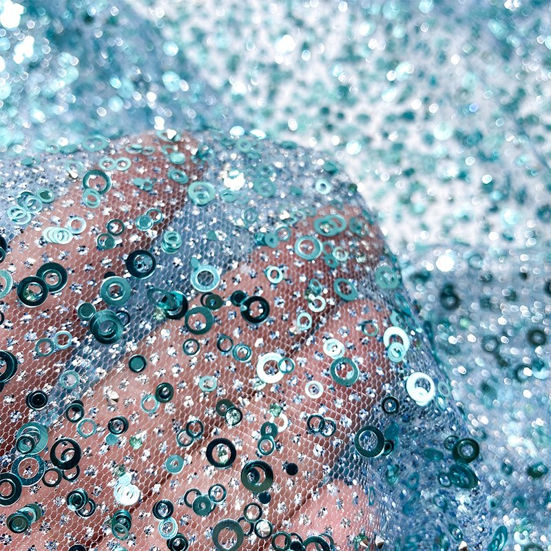 China Color Sparkle Glitter Net Fabric Glued Glitter Lace Shimmer Shiny Wedding Tulle Sequins Lace Fabric For Bridal Party Dress