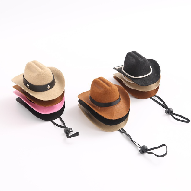 Pet Hat Dog Cat Custom logo Cowboy Hat Halloween Pet Universal Funny Retro Photo Prop Dog Accessories Doll Decoration
