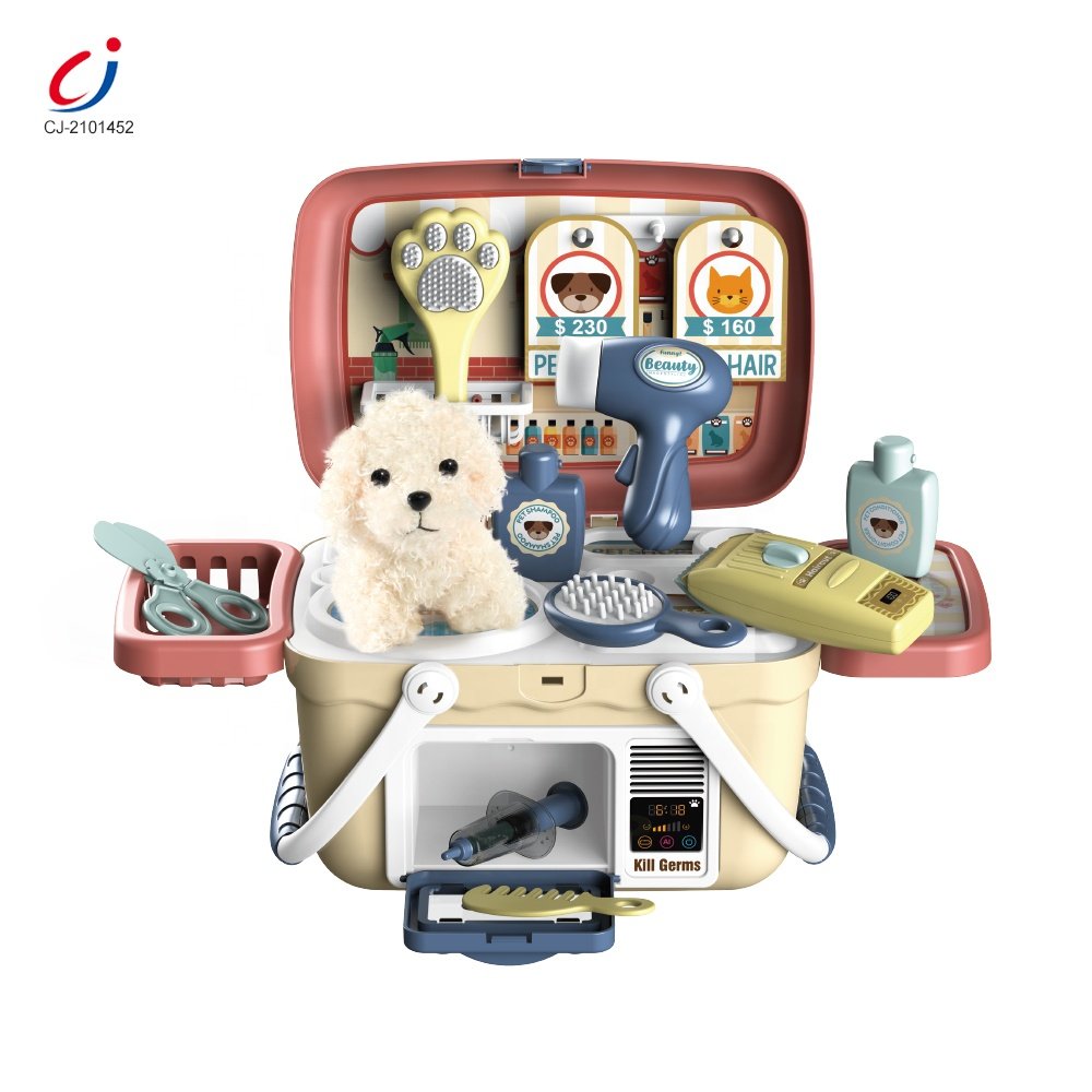 23PCS kids DIY play house toy 2 in 1 hand basket table shop pet care role play set grooming toys feeding toy pet play set