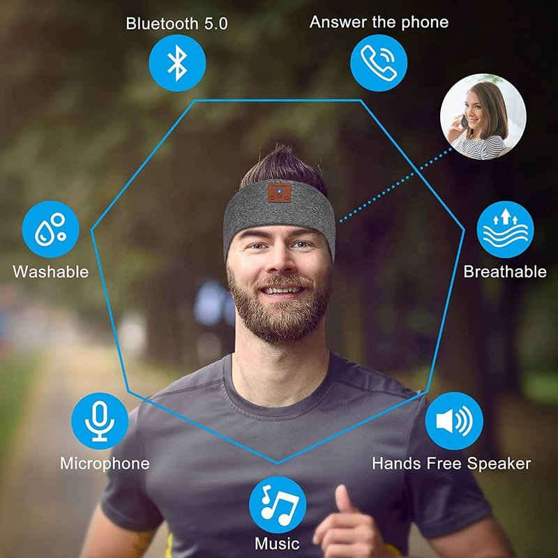 New Trendy Music wireless Headband for Men and Women Yoga Running Sports wireless Turban Headscarf with Long Battery Life