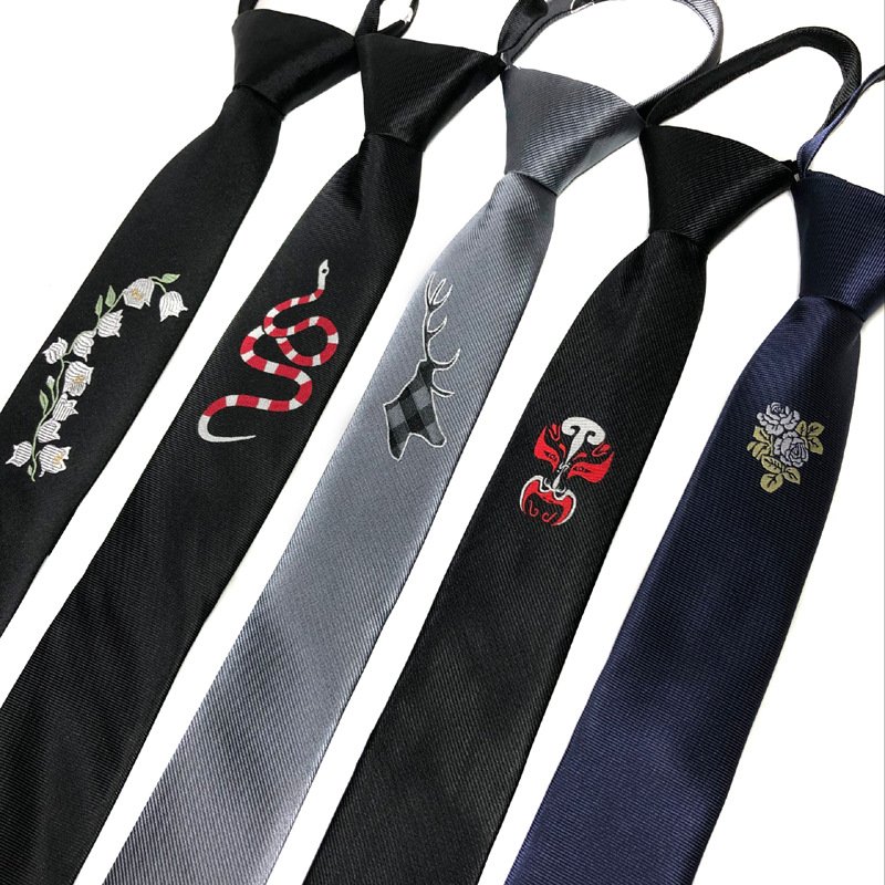 Fashion Men's Embroidery zip tie Neckties Business Wedding Formal Party Neckwear