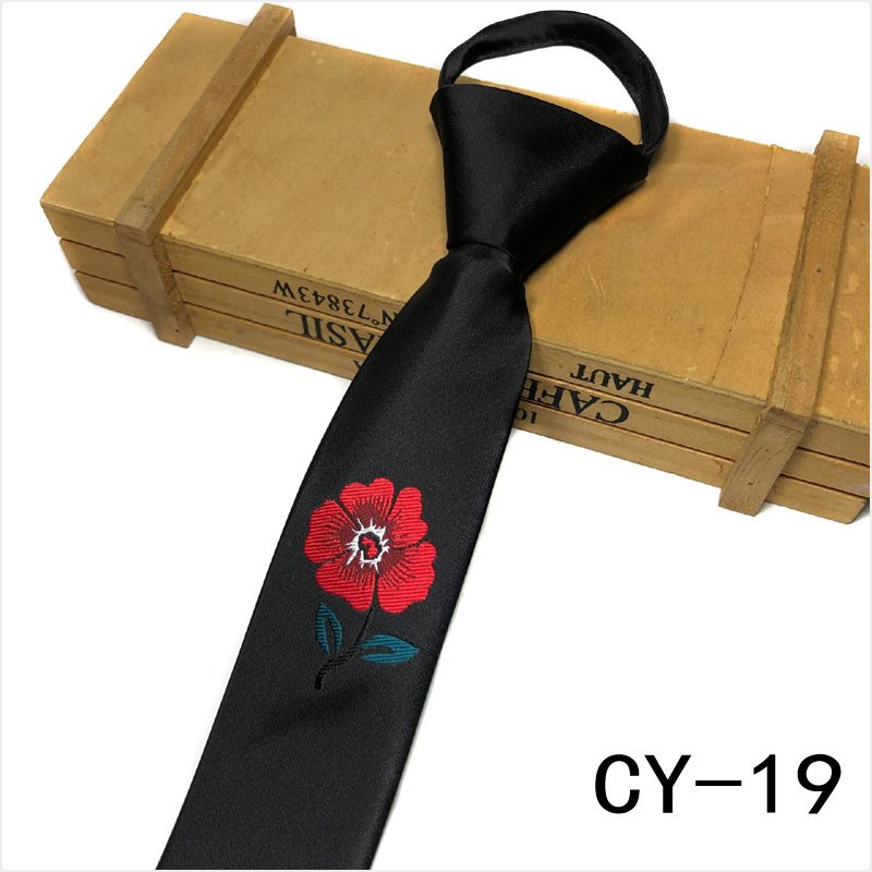 Fashion Men's Embroidery zip tie Neckties Business Wedding Formal Party Neckwear