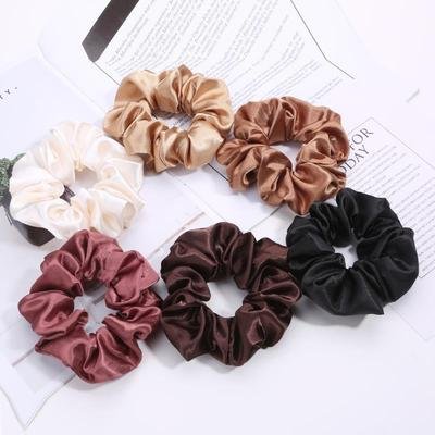 2023 top selling high end solid color Satin Silk hair scrunchies for woman wholesale custom silk crunchies hair ties