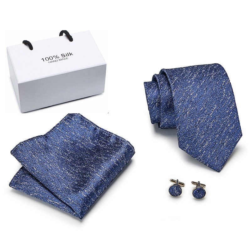 Luxury Men Gray Pink Floral 8cm Width Tie Hanky Cufflinks Sets Men's Silk Neck Ties for men