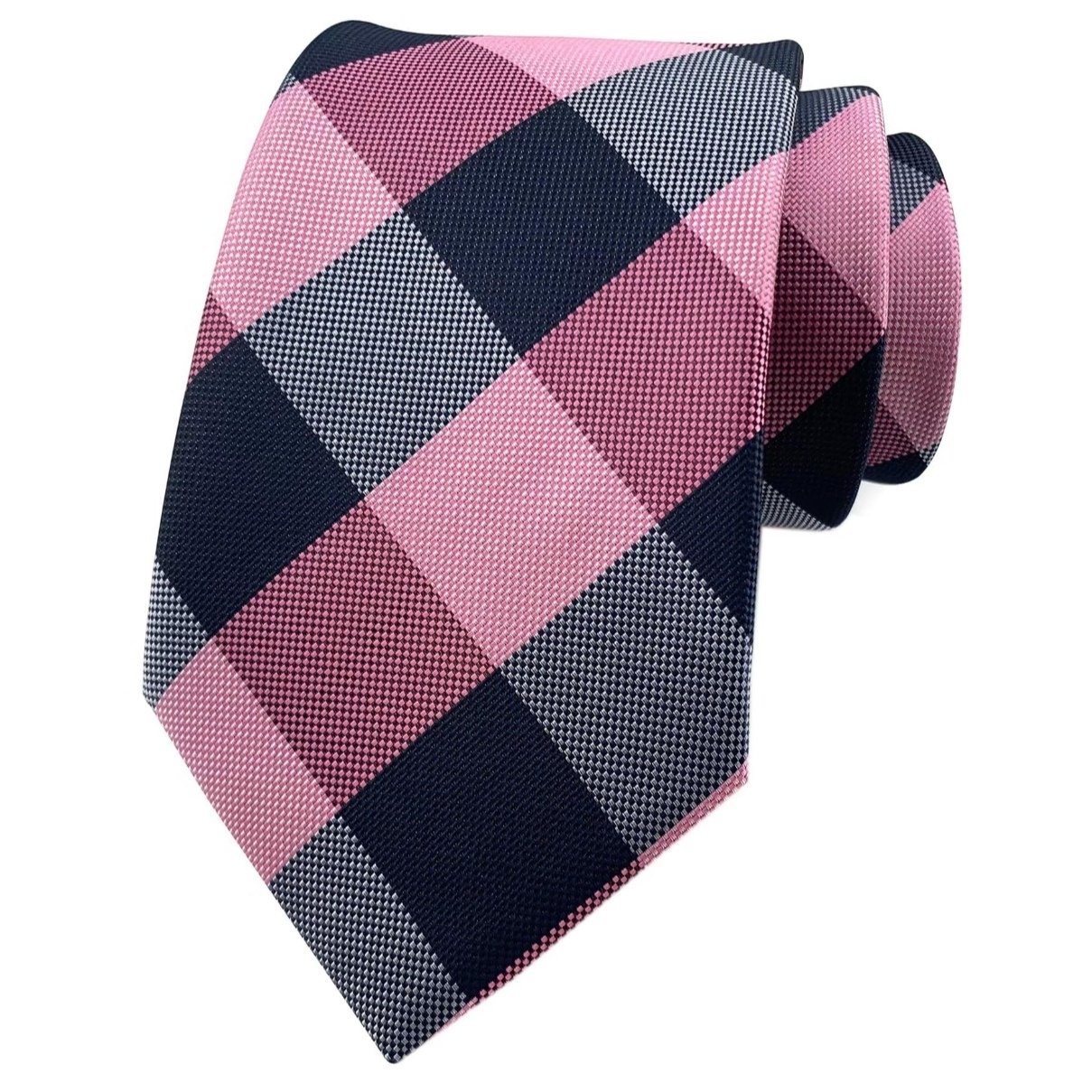 100% Pure Silk Weave Woven Jacquard Purple Plaid Necktie Customization For Men Classic Ties