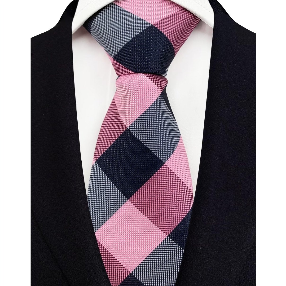 100% Pure Silk Weave Woven Jacquard Purple Plaid Necktie Customization For Men Classic Ties