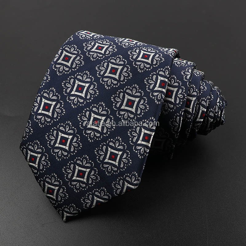 New Men's Casual 7CM Ties Classic Polyester Woven Party Neckties Fashion Burgundy Flower Man Neck Tie For Wedding Business Male