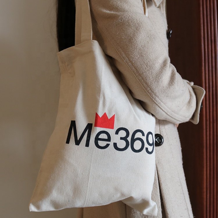 Stylish Design Custom Silk Screen Printed Brand Logo Vintage Promotional Cotton Beige Canvas Tote Bags for Girls