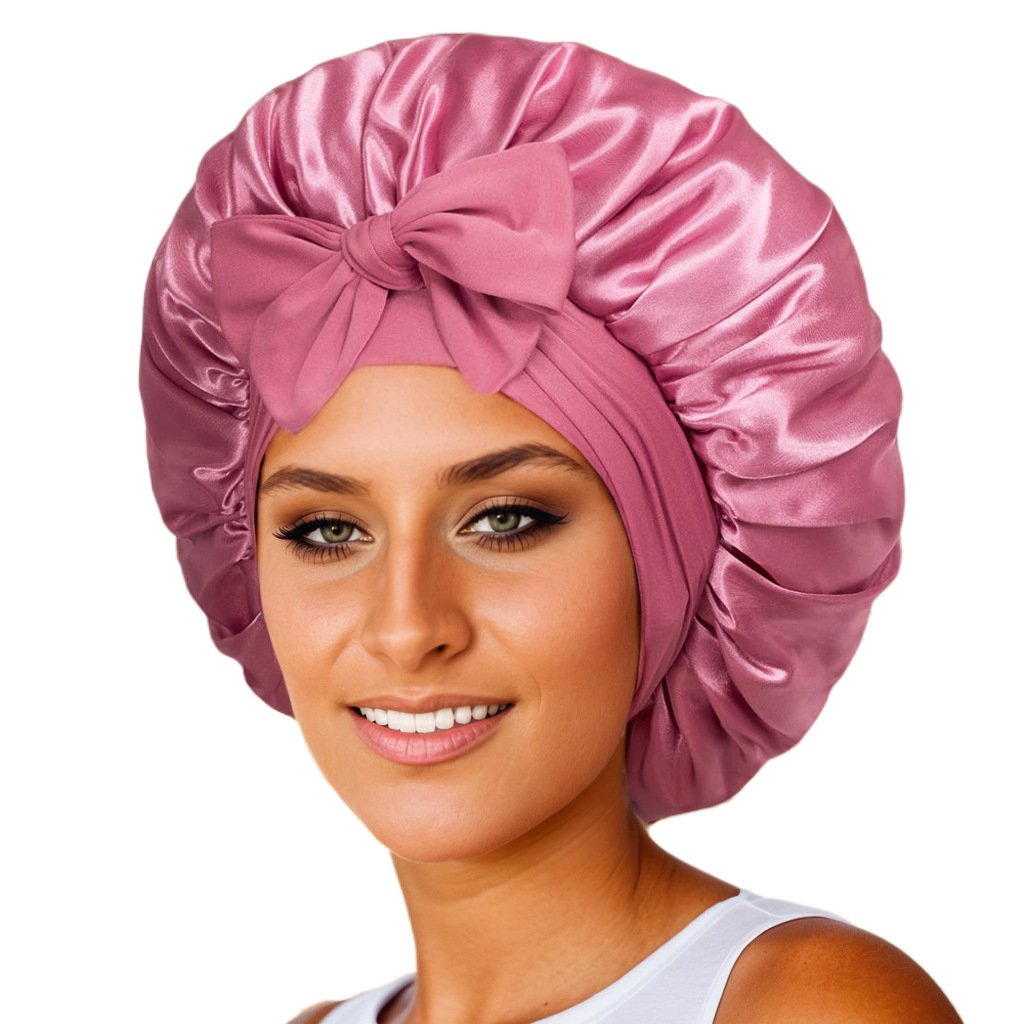 Custom Logo Hair Bonnets for Women Satin Soft Elastic Band Silky Sleeping Cap Big Bonnets for Women Bonnet for Braids