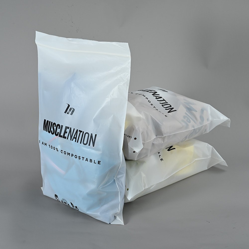 Wholesale clothing zipper bag environmental protection printing PLA frosted self sealing storage T-shirt underwear packaging bag