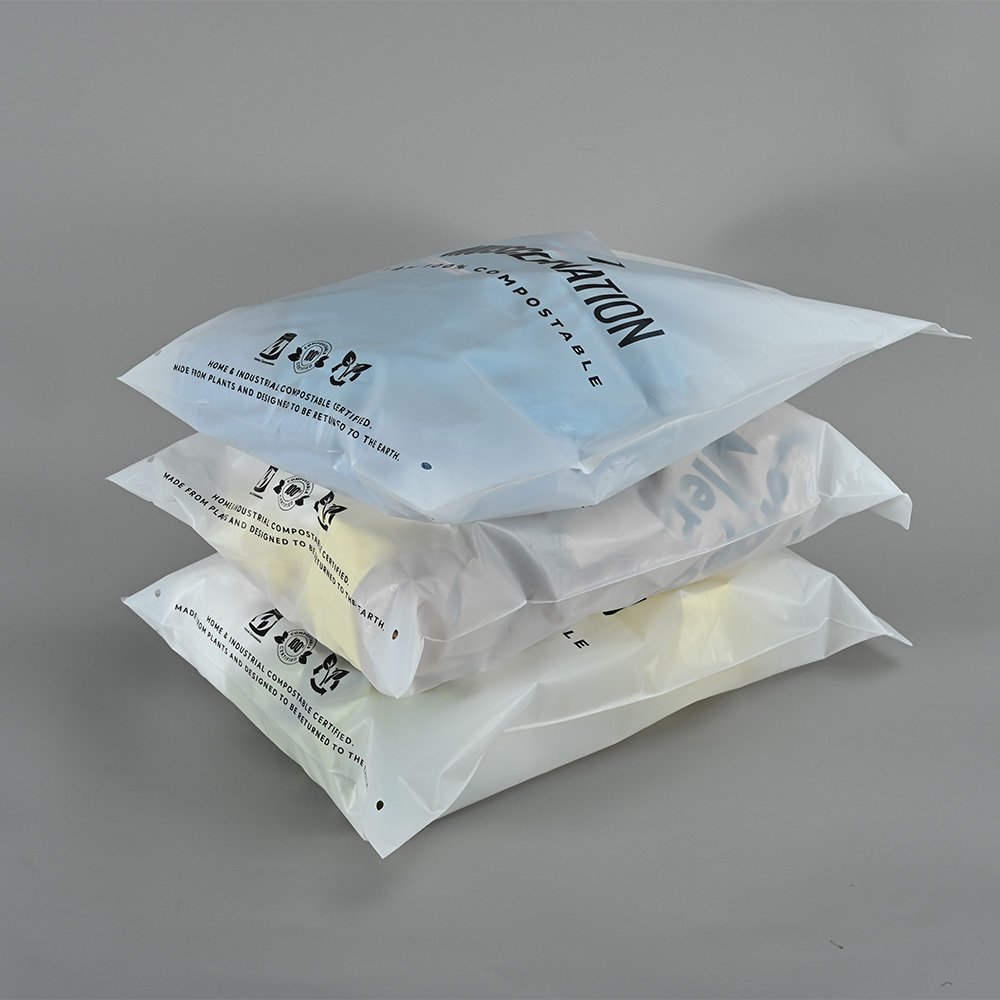 Wholesale clothing zipper bag environmental protection printing PLA frosted self sealing storage T-shirt underwear packaging bag