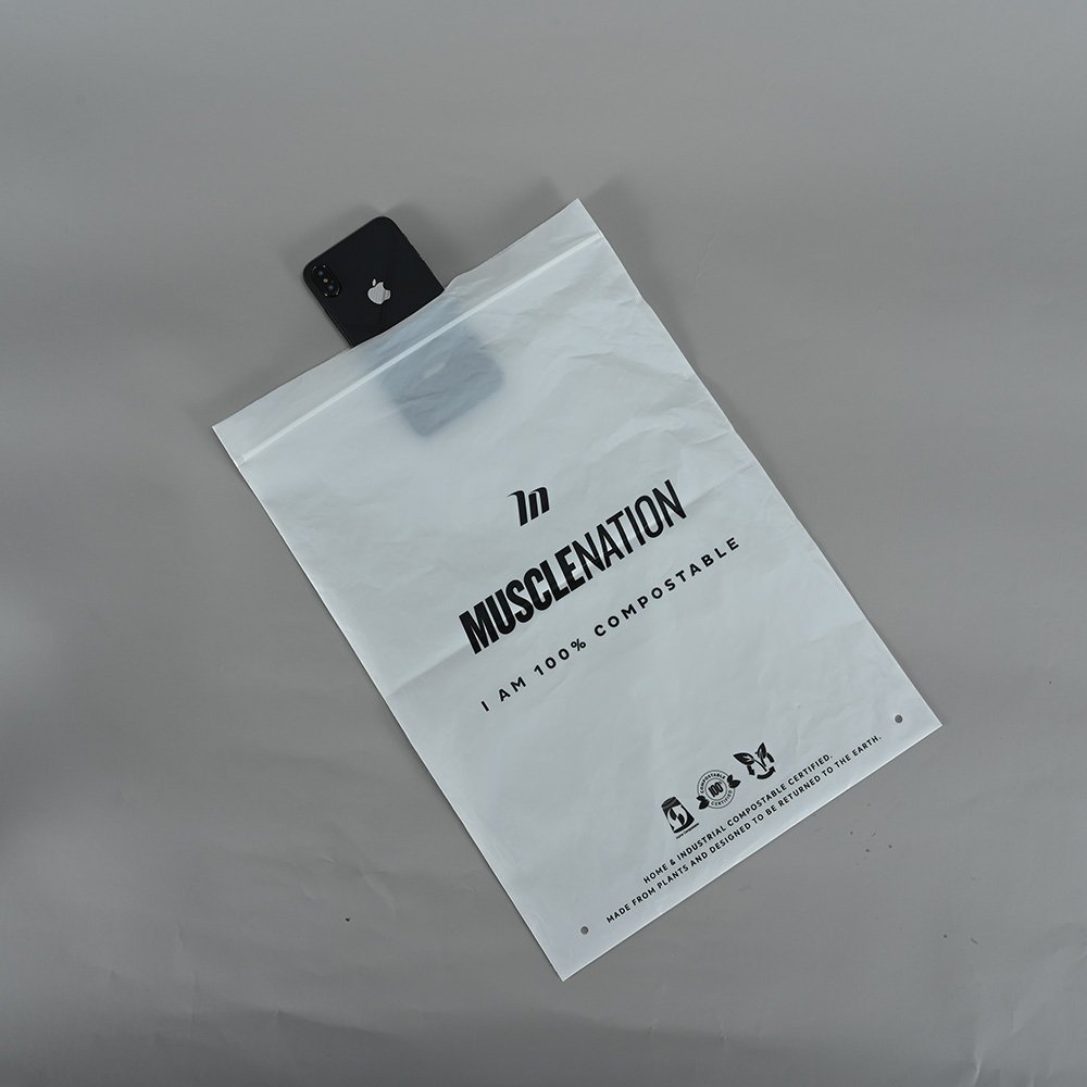 Wholesale clothing zipper bag environmental protection printing PLA frosted self sealing storage T-shirt underwear packaging bag