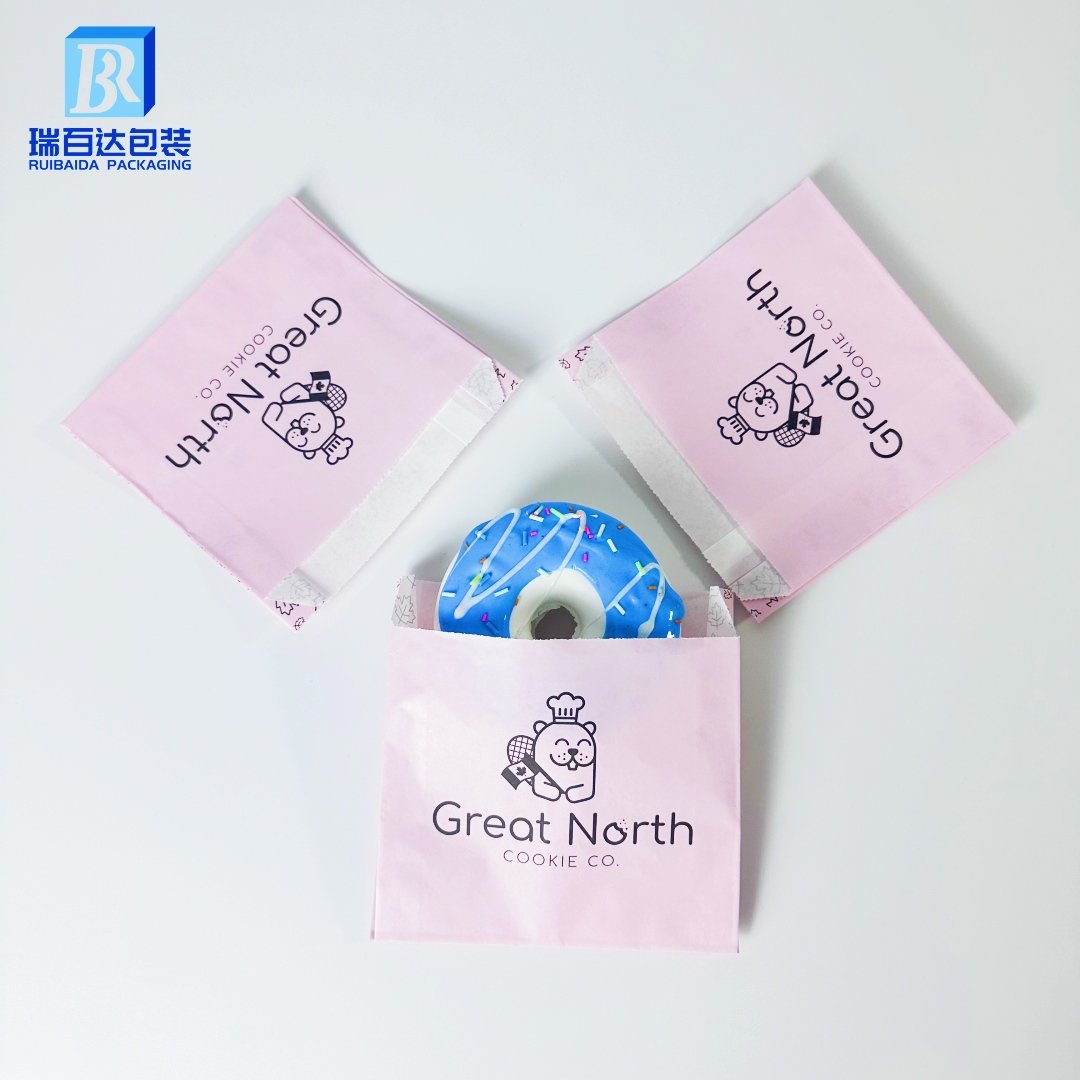Custom Logo White food Grade Grease Sandwich Resistant Coated Wax Lined white Paper Bags
