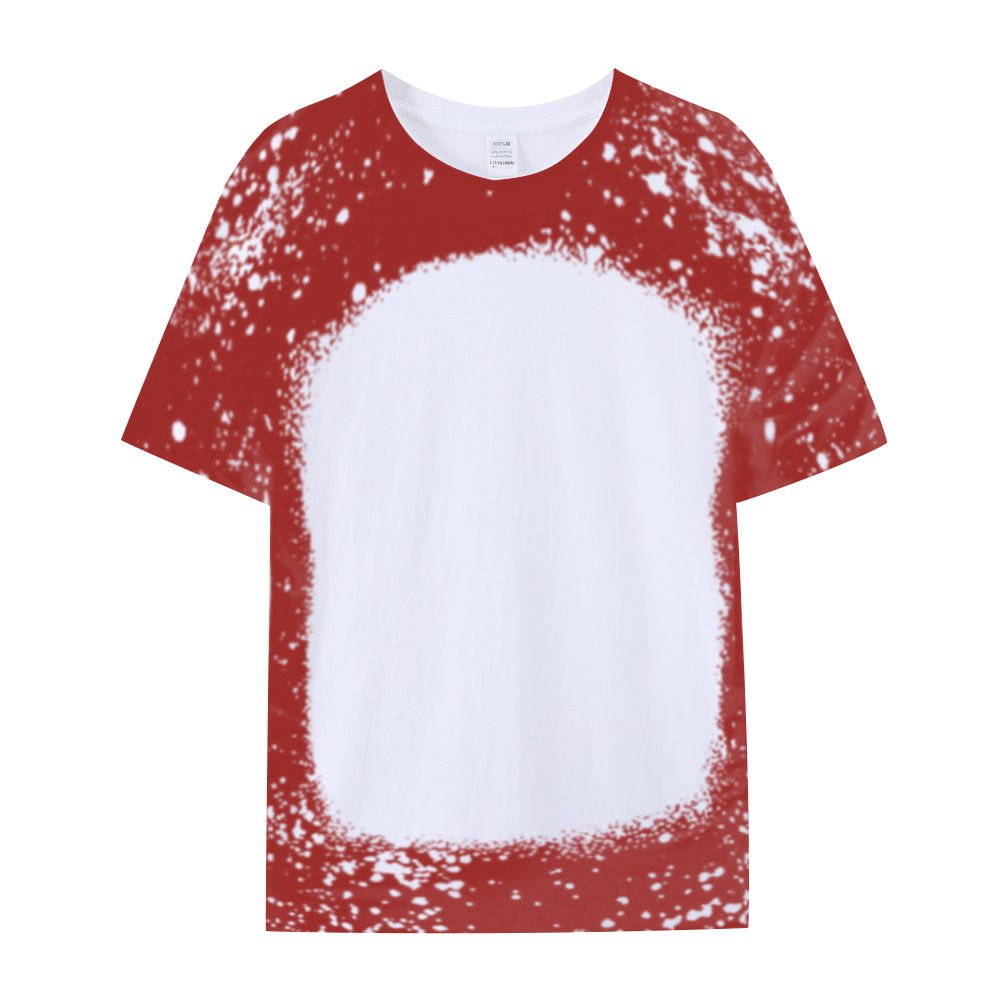 bleached sublimation shirts blanks t-shirt 100% polyester bleached tye dye t shirts faux bleach shirt for sublimation