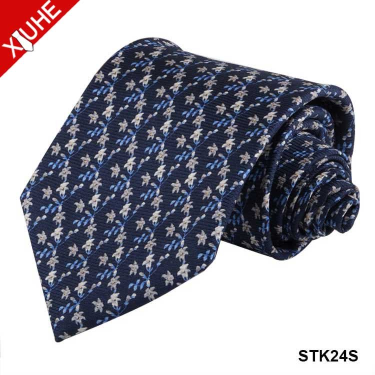 New Arrival Mens Tie Luxury Elegant Navy Blue Silk Neckties Custom Printing Pattern 100% Silk Ties