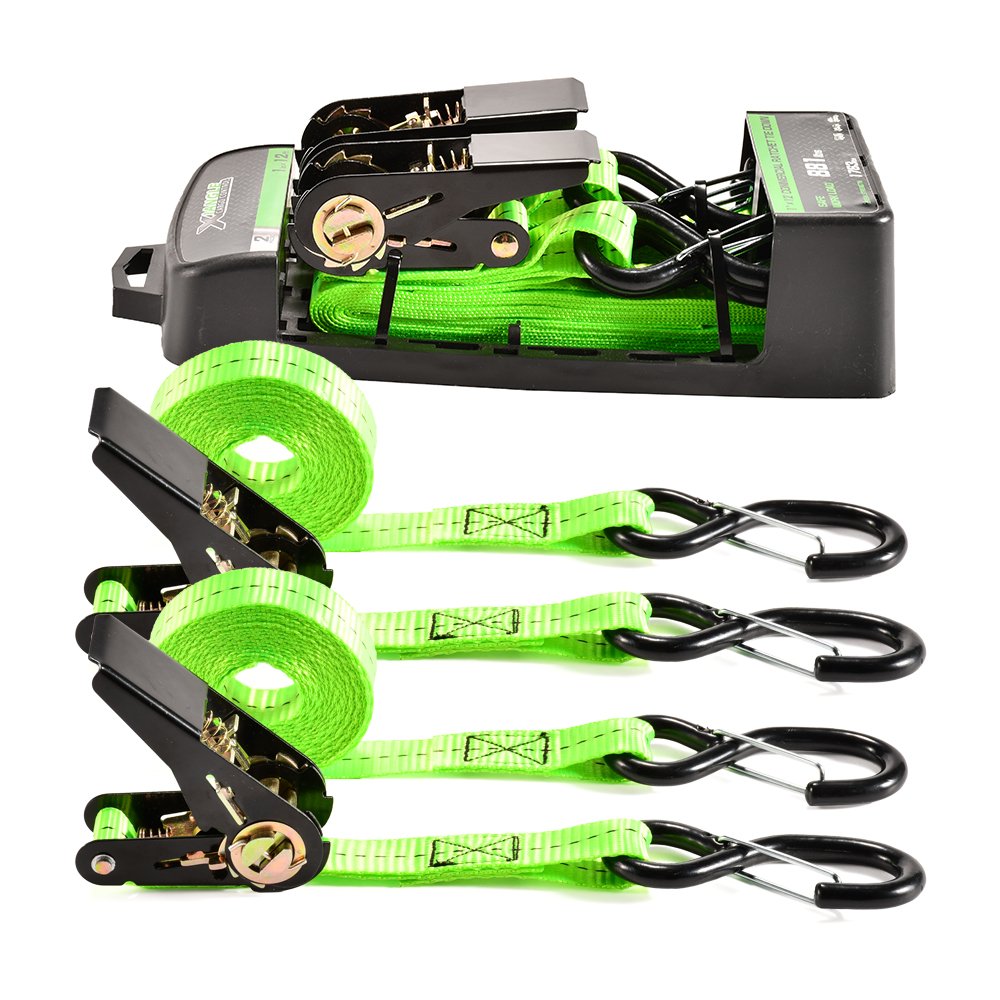 High Quality 2pk 1 Inch 25mm Cargo Lashing Black E Coating Ratchet Tie Down Strap Set with S Hooks