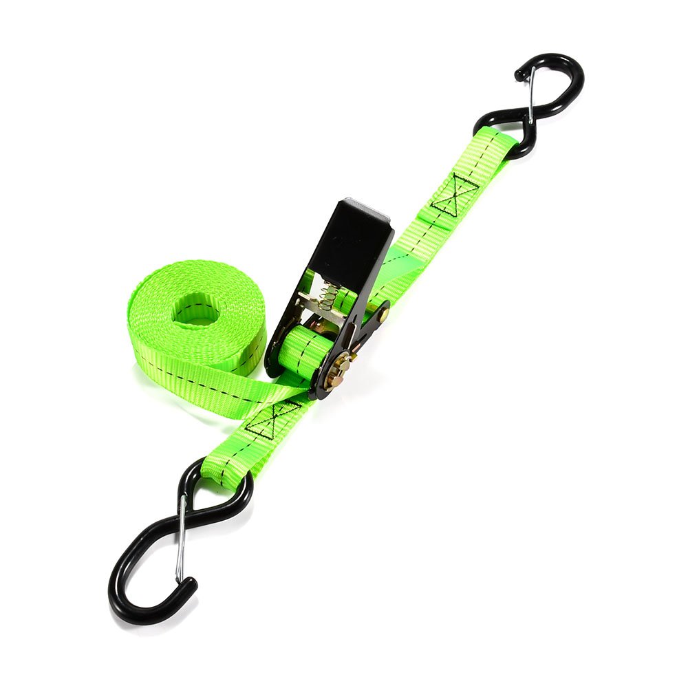 High Quality 2pk 1 Inch 25mm Cargo Lashing Black E Coating Ratchet Tie Down Strap Set with S Hooks