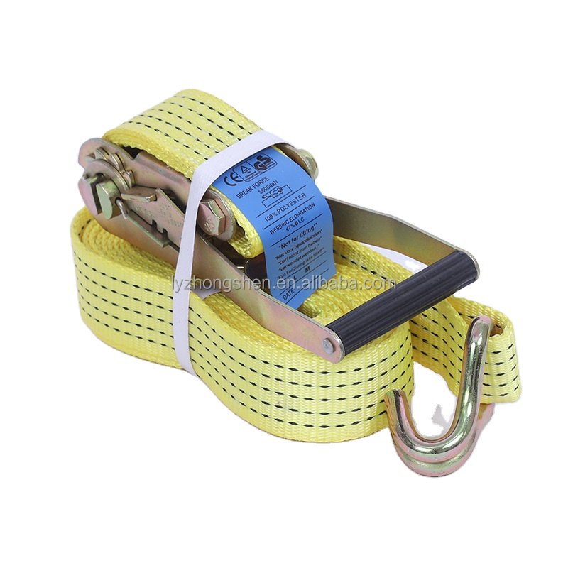 Ratchet Strap Factory 50mm 5000kg Orange Webbing Heavy Duty Truck cheap ratchet strap With J Hooks ratchet tie down set