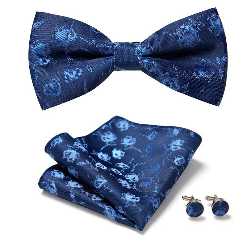 Classic Red Silk Bow Ties for Men Pre-Tied Butterfly Style with Pocket Square and Cufflinks Elegant Suit Set