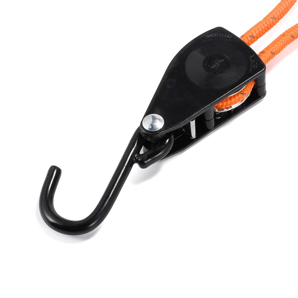 OEM 1/4 inch 150Lbs Reflective Thread Led Grow Light Hanger Rope Ratchet Tie Downs with Plastic Coated S Hooks