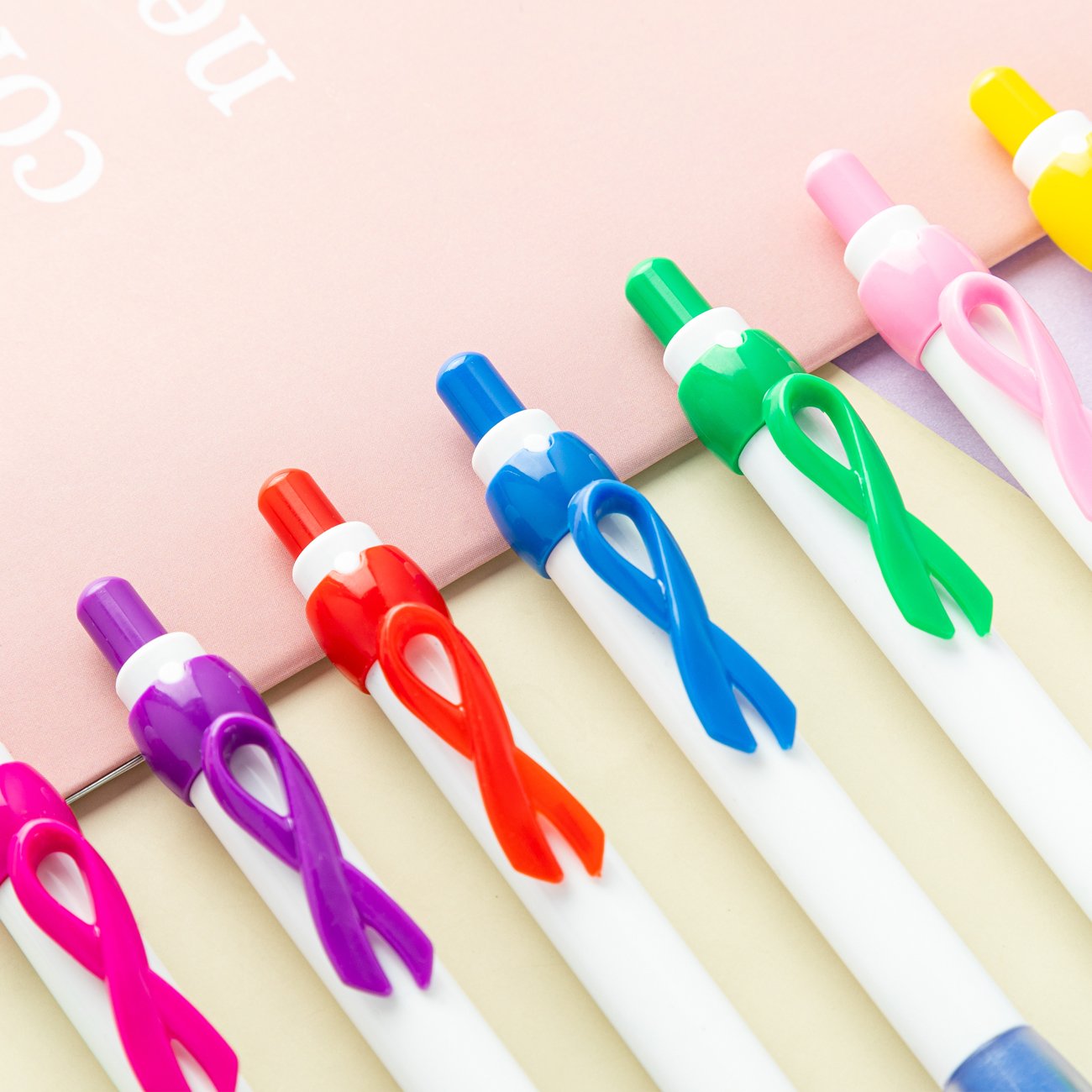 Creative Design Silk Ribbon Click Pen with Bow Tie Customizable Logo for AIDS Day Advertising Office Supply & Promotion