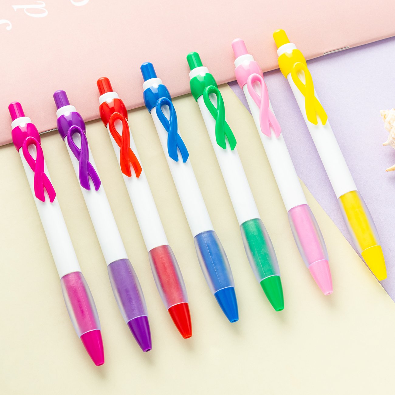 Creative Design Silk Ribbon Click Pen with Bow Tie Customizable Logo for AIDS Day Advertising Office Supply & Promotion