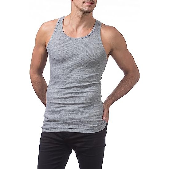 Wholesale Hot sales ribbed cotton breathable muscle fit stringer blank fitness tank top for men