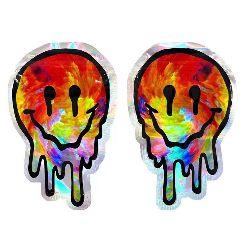 Custom printed ziplock smell proof 3.5g holographic laser die cut mylar bag