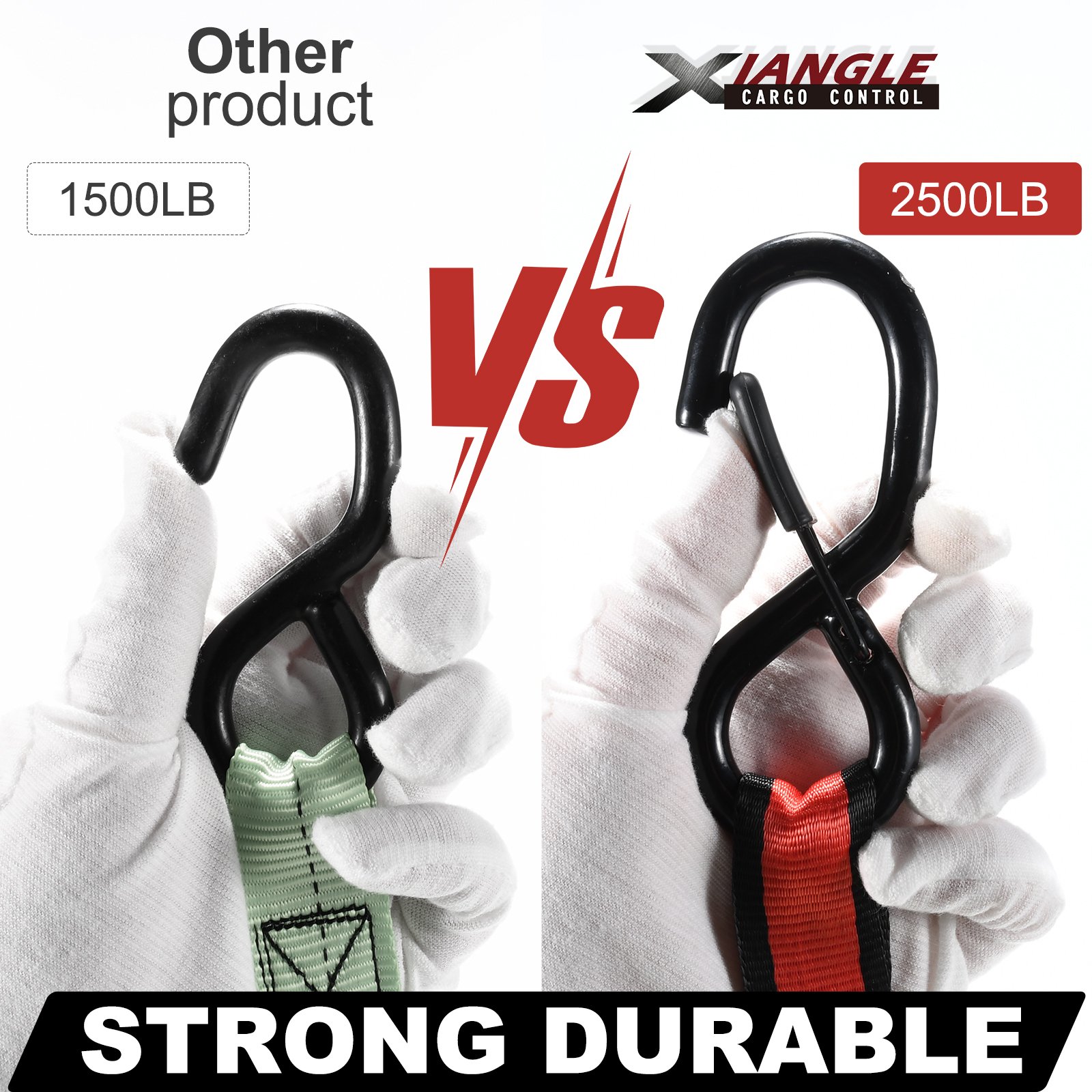 Highly Tailored ToolKit 1" 2500lbs Heavy Duty Reinforced Ratchet Tie-Downs Strap Safety Hook for Cargo Lashing