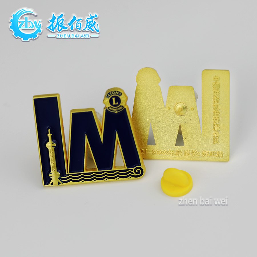 Metal soft enamel pin custom Guangdong Lions club service team logo design custom shaped zinc alloy international club badge