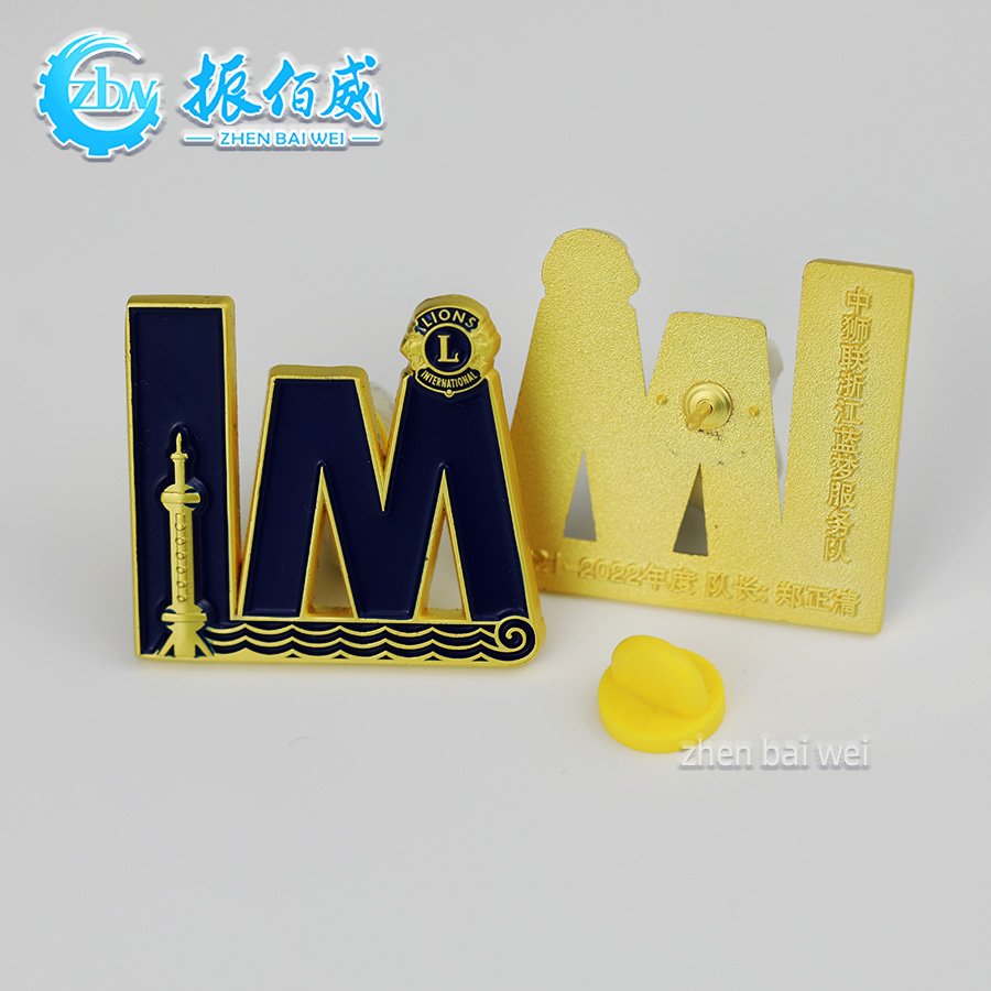 Metal soft enamel pin custom Guangdong Lions club service team logo design custom shaped zinc alloy international club badge
