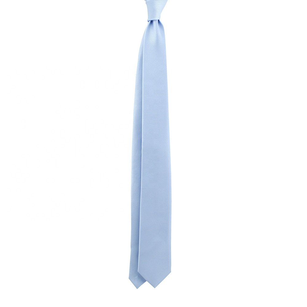 China Manufacturer Slim Skinny Classic Solid Color Mens Neck Ties In Sky Blue Polyester Woven Wholesale Necktie For Men Blue
