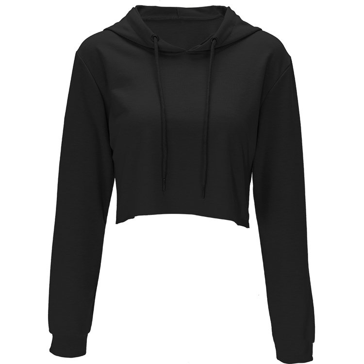 Custom Logo Printed Women's hoodie OEM Wholesale Plain Pullover Crop Top Sweatshirt Short Hoodie