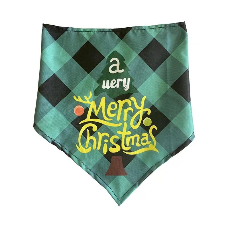 Xmas Green Custom Silk Pet Print Bibs Cotton Bandana Scarf for Dogs or Cats