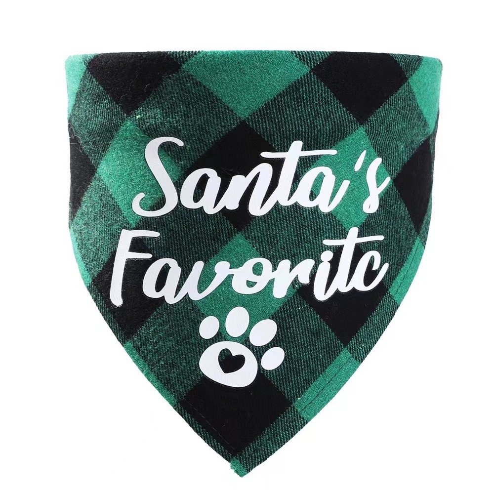 Xmas Green Custom Silk Pet Print Bibs Cotton Bandana Scarf for Dogs or Cats